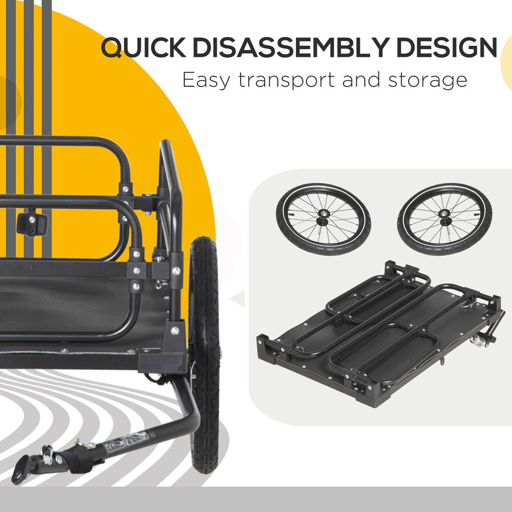 HOMCOM Black Bicycle Cargo Trailer with Suspension and 2 Wheels Image 6