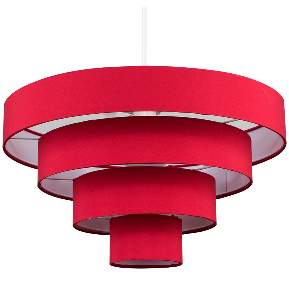 ValueLights 4 Tier Red Fabric Ceiling Pendant Lamp Shade Image 1