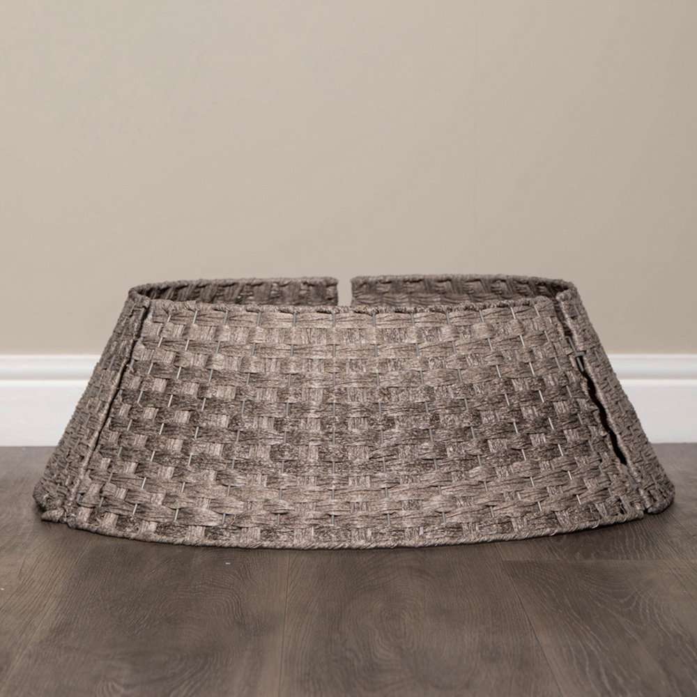 Samuel Alexander KD Large Grey Plastic Wicker Rattan Christmas Tree Skirt 24 x 70cm Image 6