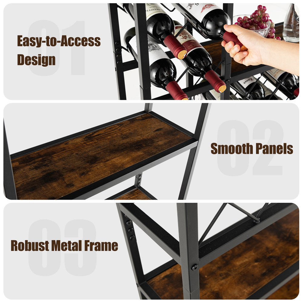 Costway 6 Shelf 27 Bottle Wine Rack with Glass Holders Image 7