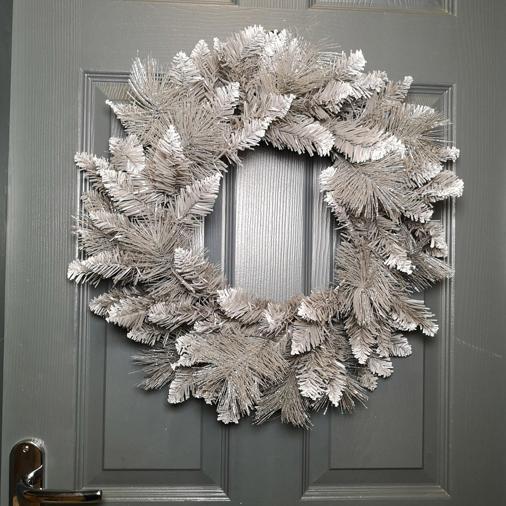 Premier Snow Tipped Silver Glitter Christmas Wreath 50cm Image 6