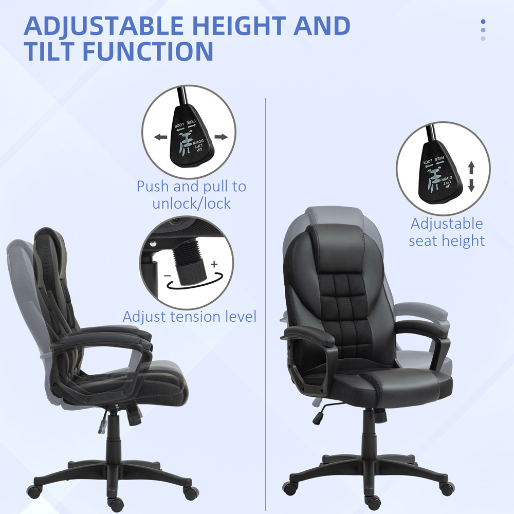 Portland Black Executive Office Chair with High Back and Armrests Image 8