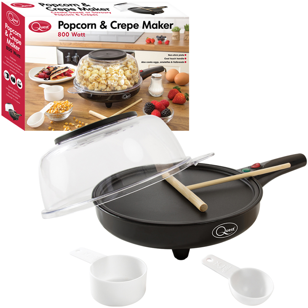 Quest 2 in 1 Black Popcorn and Crepe Maker 800W Image 3
