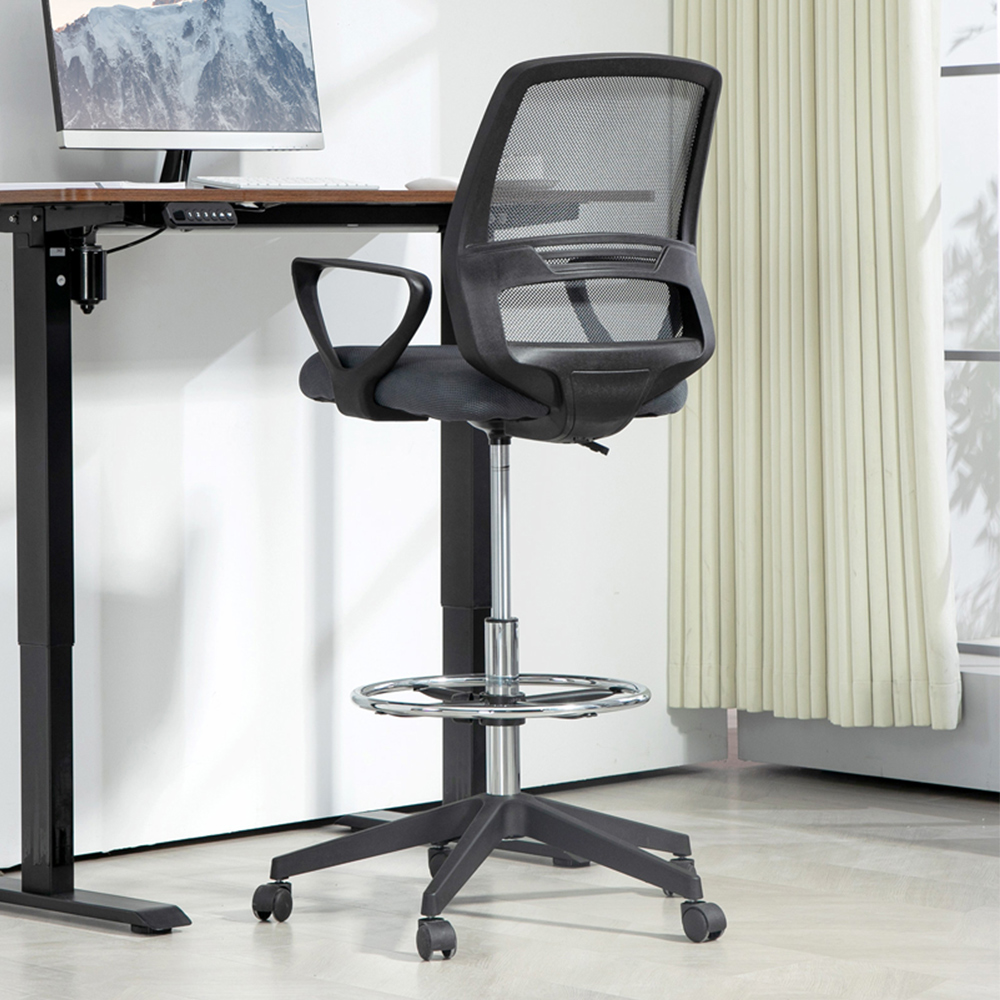 Portland Grey Draughtsman Tall Office Chair with Adjustable Height Image 1