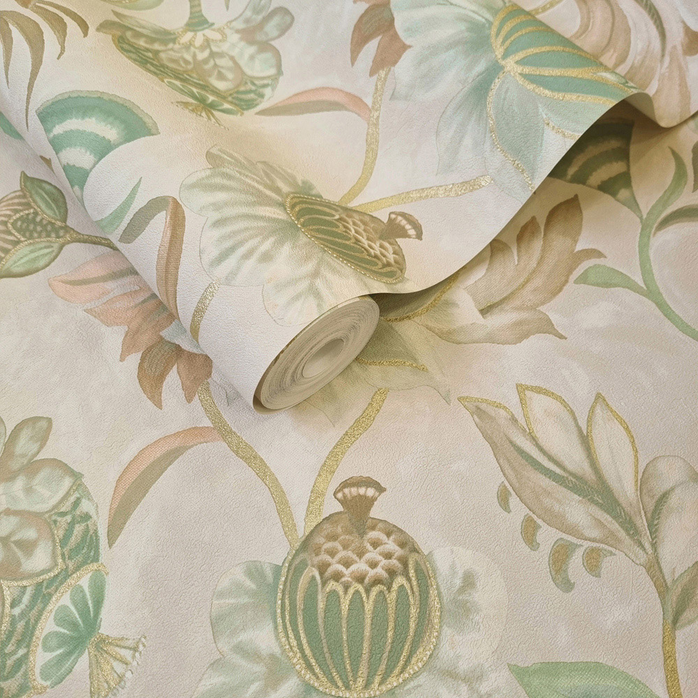 Holden Cecelia Jacobean Beige Green Wallpaper Image 2