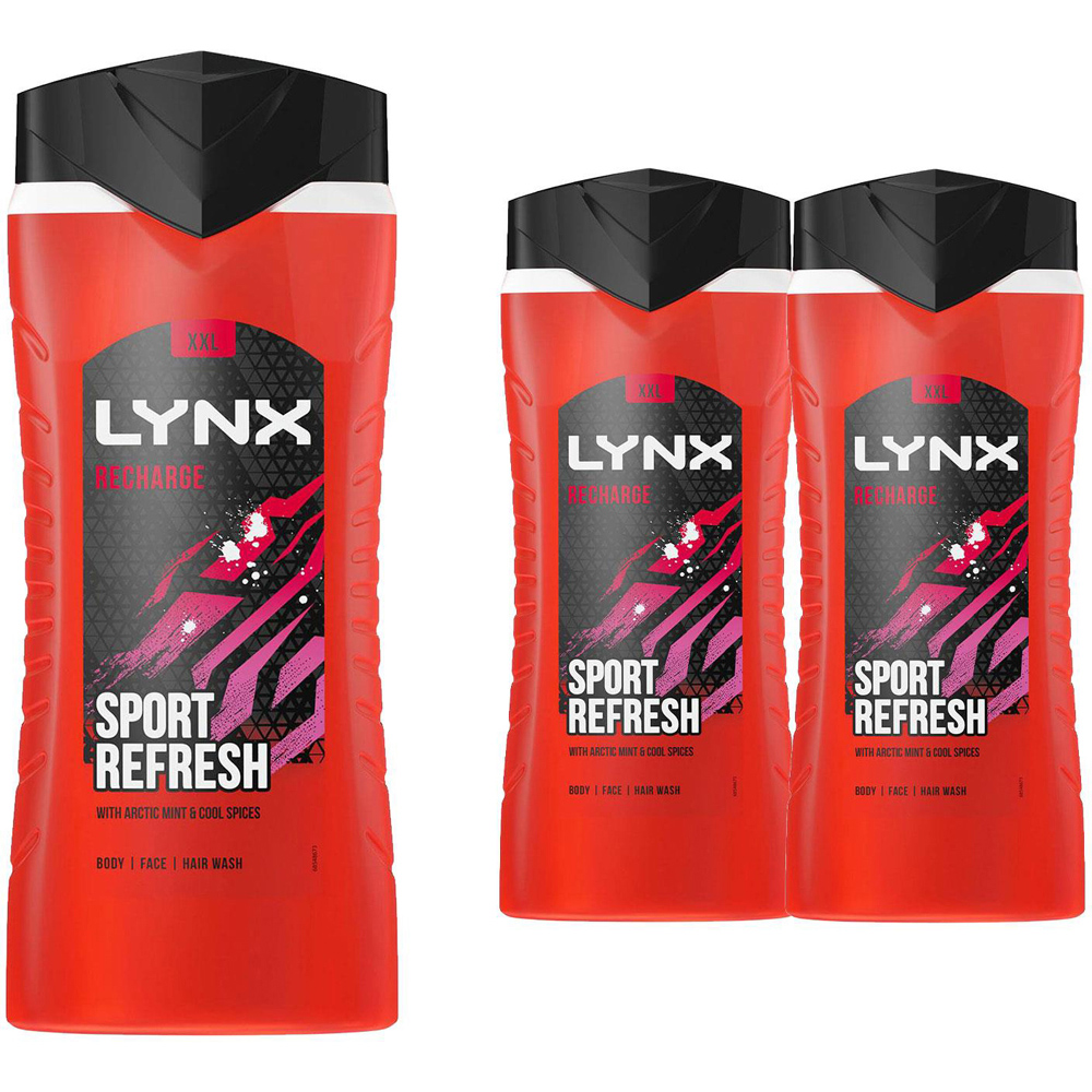 Lynx Recharge Arctic Mint and Cool Spices Shower Gel 500ml 3 Pack Image 1