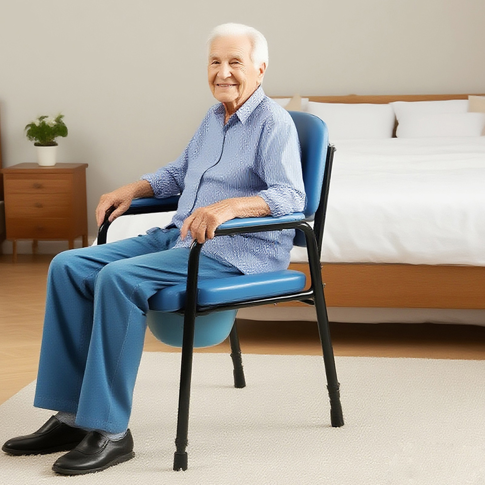 Gr8 Home Height Adjustable Padded Steel Commode Toilet Chair and Pan Image 2