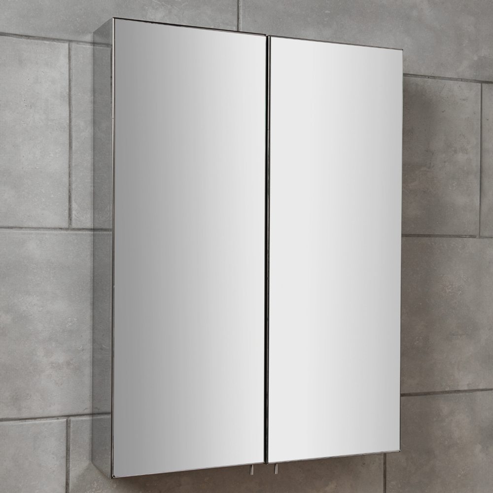 Kensington Silver 2 Door Mirror Bathroom Cabinet Image 1