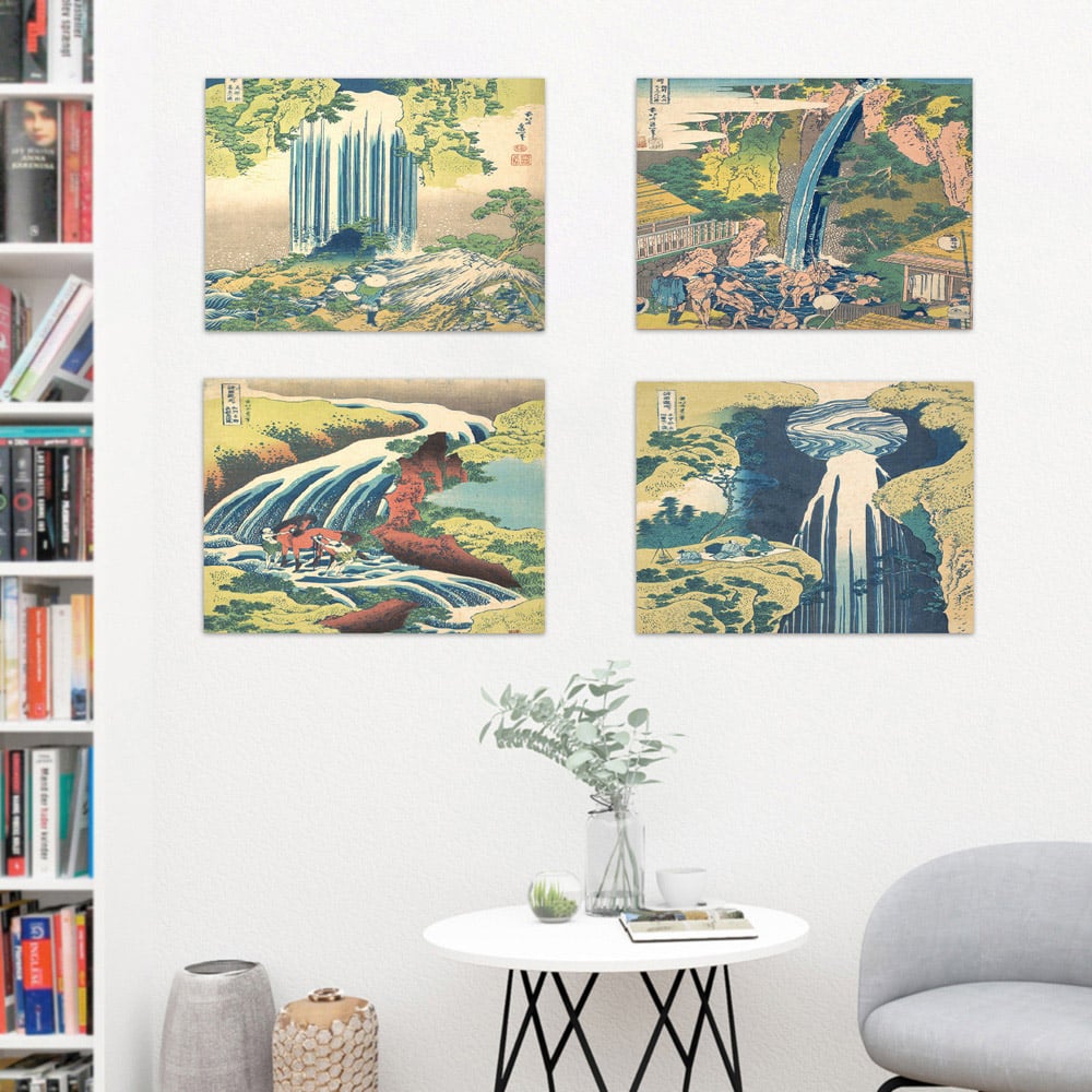 Artery8 Hokusai Tour Waterfalls Provinces Roben Yoro Wall Art Print 30 x 41cm 5 Pack Image 4