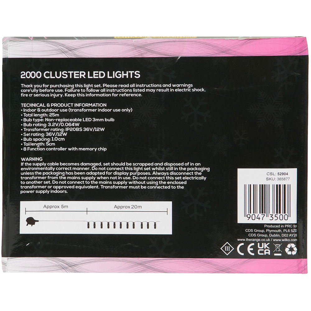 2000 Cluster LEDs Light Chain Pink and White Image 3