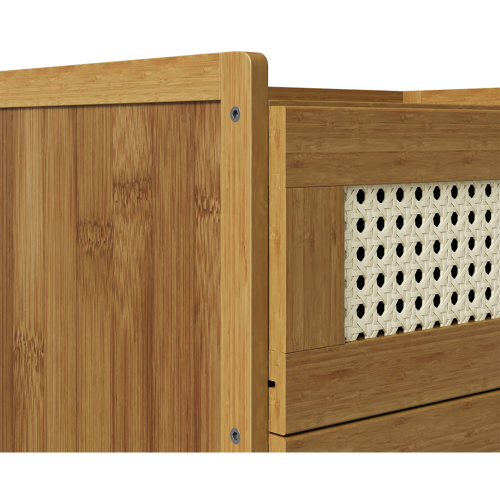 Living and Home 3 Drawer Tawny Rattan Bedside Table Image 5