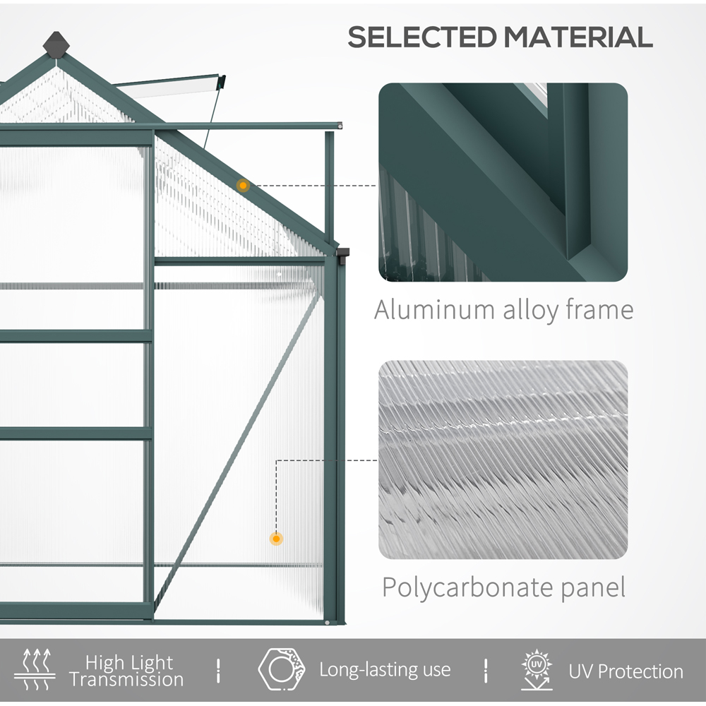 Outsunny 6 x 10ft Green Polycarbonate Greenhouse Image 5