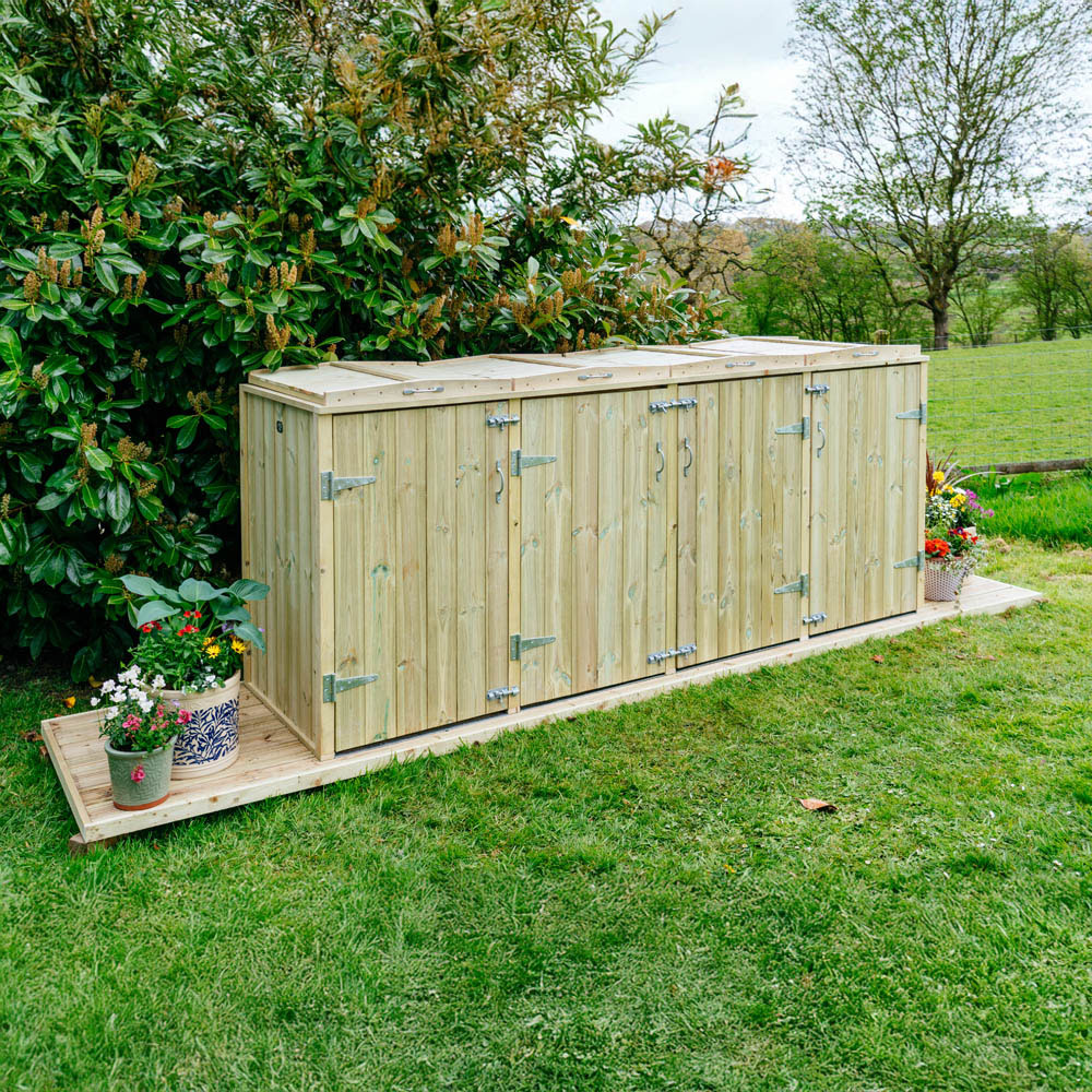 The Garden Village Shireburn 4 Recycle Box 2 Wheelie Bin Shed Image 2
