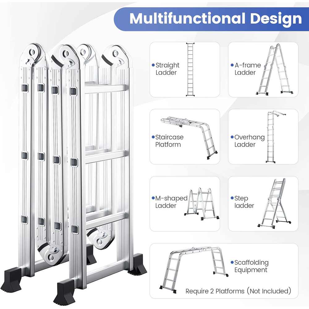 Costway 7 in 1 Anti Slip Folding Ladder with Safety Locking Image 6