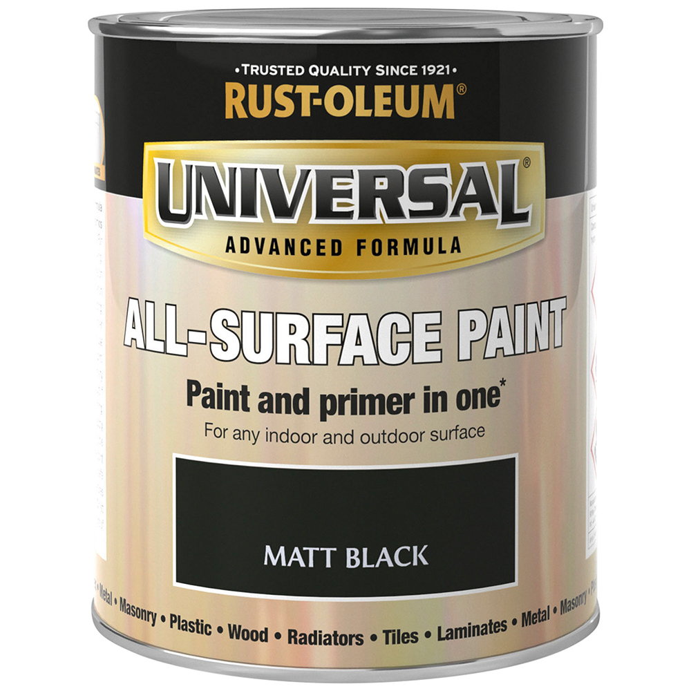 Rust-Oleum Universal All Surface Matt Black Paint 250ml Image 2