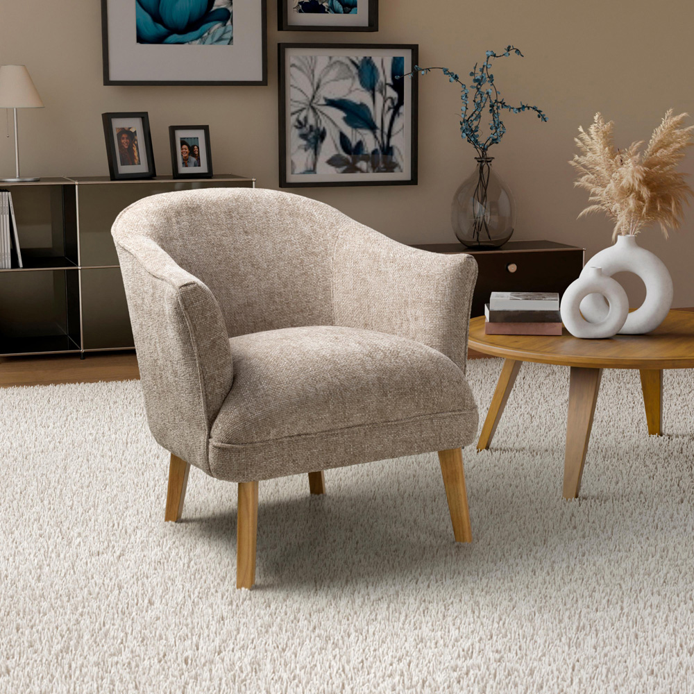 wilko Mallory Flax Effect Natural Armchair Image 7