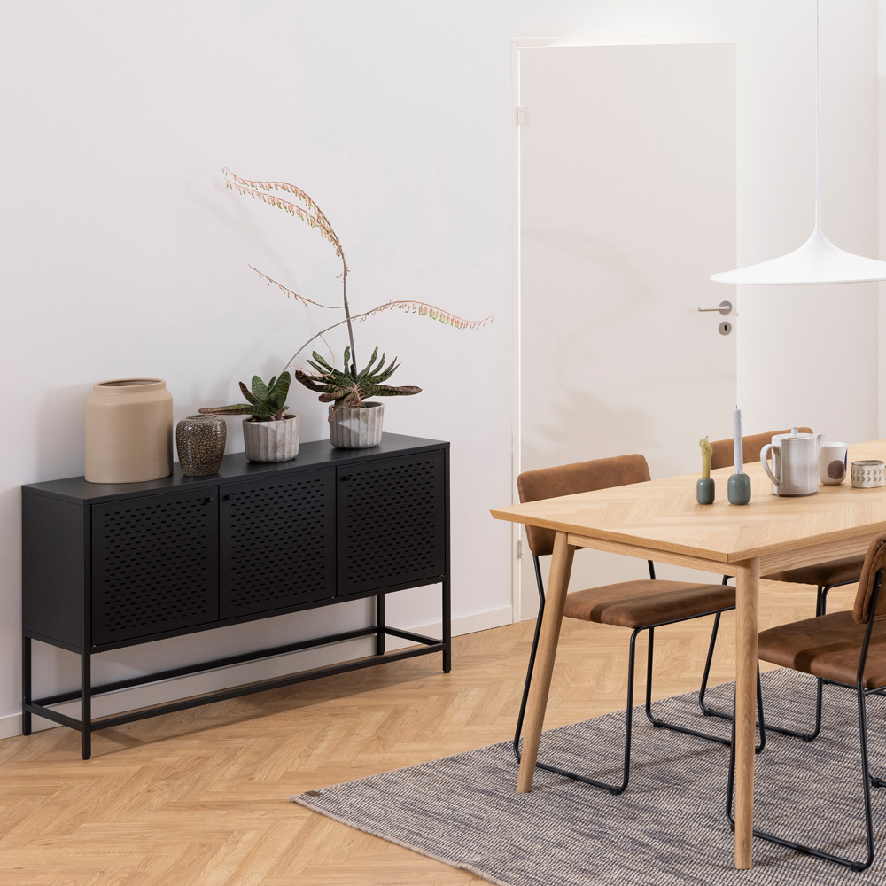 Florence Newcastle 3 Door Matt Black Raised Sideboard Image 9