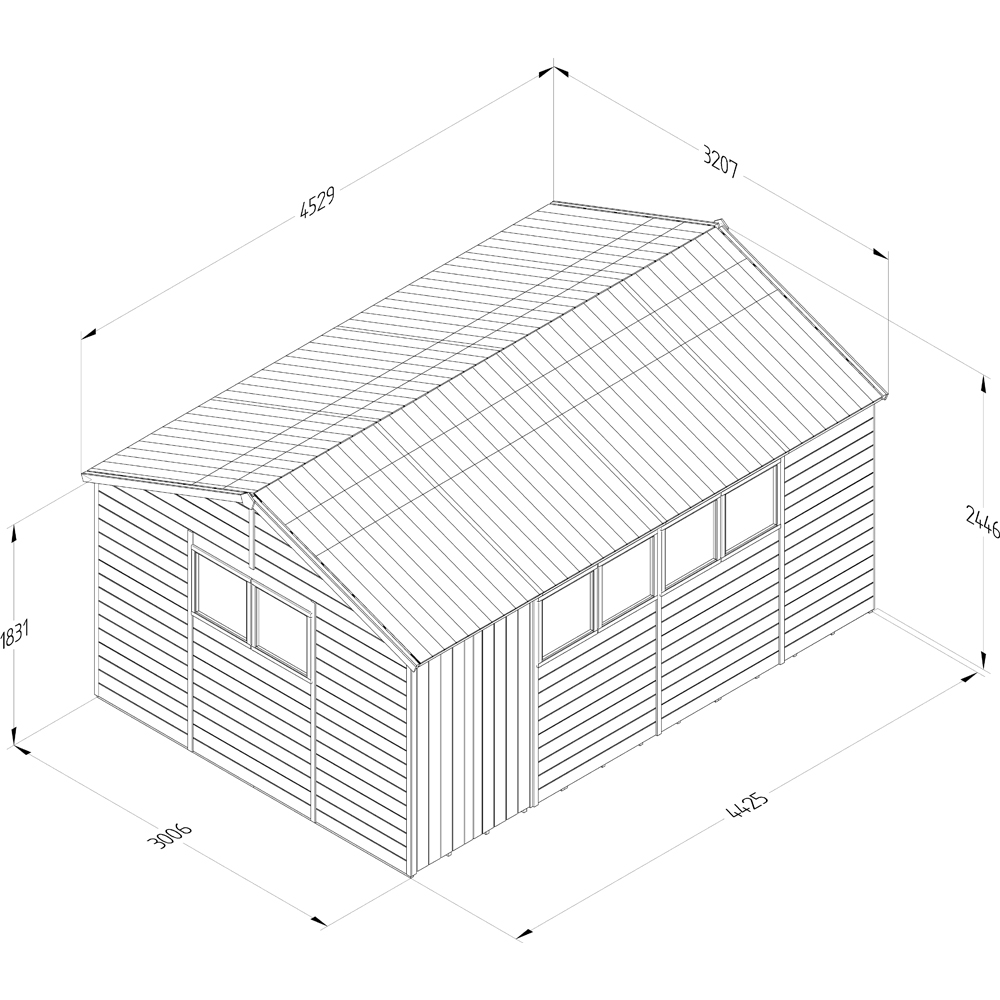 Forest Garden Timberdale 15 x 10ft Single Opening Tongue and Groove Reverse Apex Garden Shed Image 9