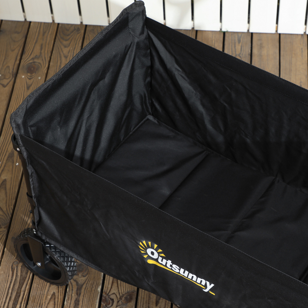 Outsunny 120L Black Folding Collapsible Wagon with Adjustable Handle Image 3
