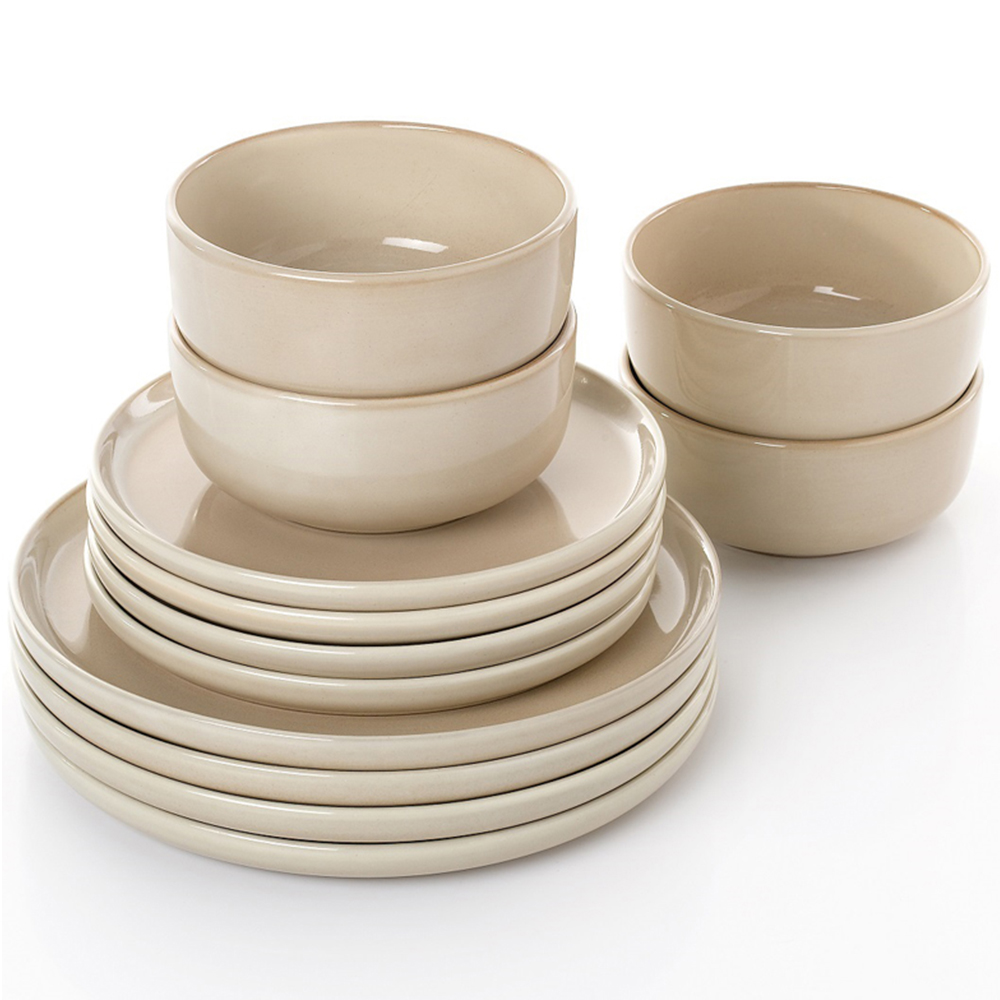 Waterside Cream Reactive Glaze Lipped 12 Piece Dinner Set Image 3