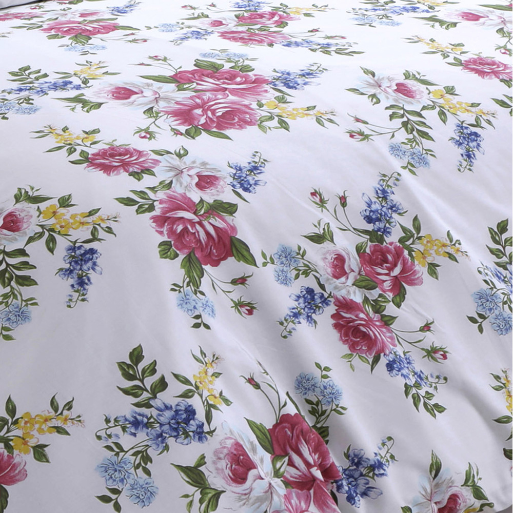 Velosso Single White Vintage Floral Pattern Duvet Cover Set Image 3