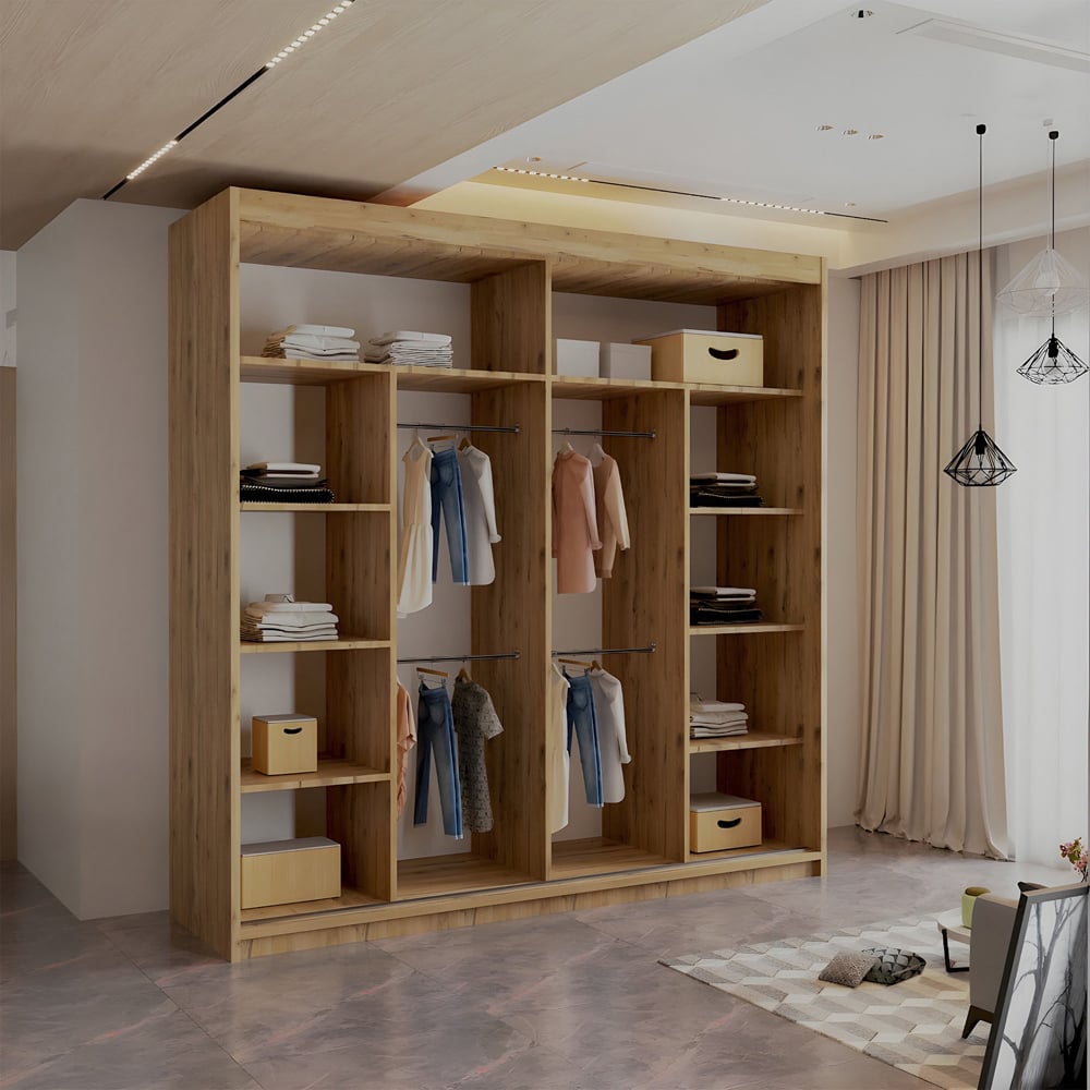 Sliding Wardrobes 4U Royal 2 Door Oak Minimalist Mirror Wardrobe Image 3