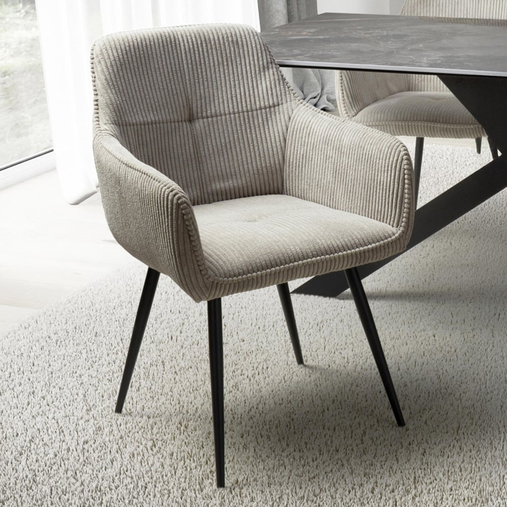 Denver Set of 2 Corduroy Mink Dining Chairs Image 1