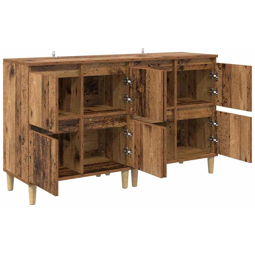vidaXL 4 Door Old Wood Sideboard with Wooden Legs Set of 2 Image 6