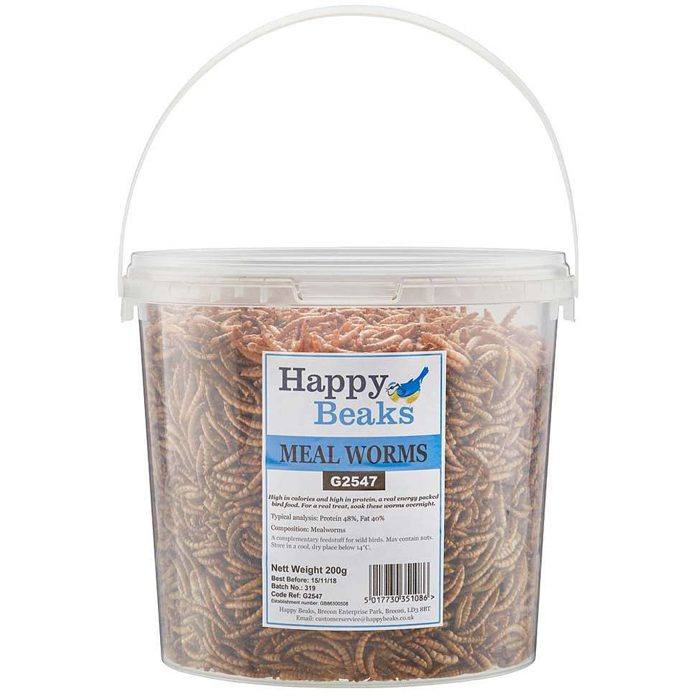 Happy Beaks Meal Worms Tub Bird Food 200g Image 1
