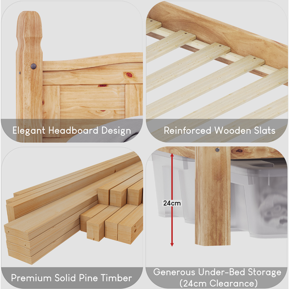 Vida Designs Corona Single Pine High Foot Wooden Bed Frame Image 4