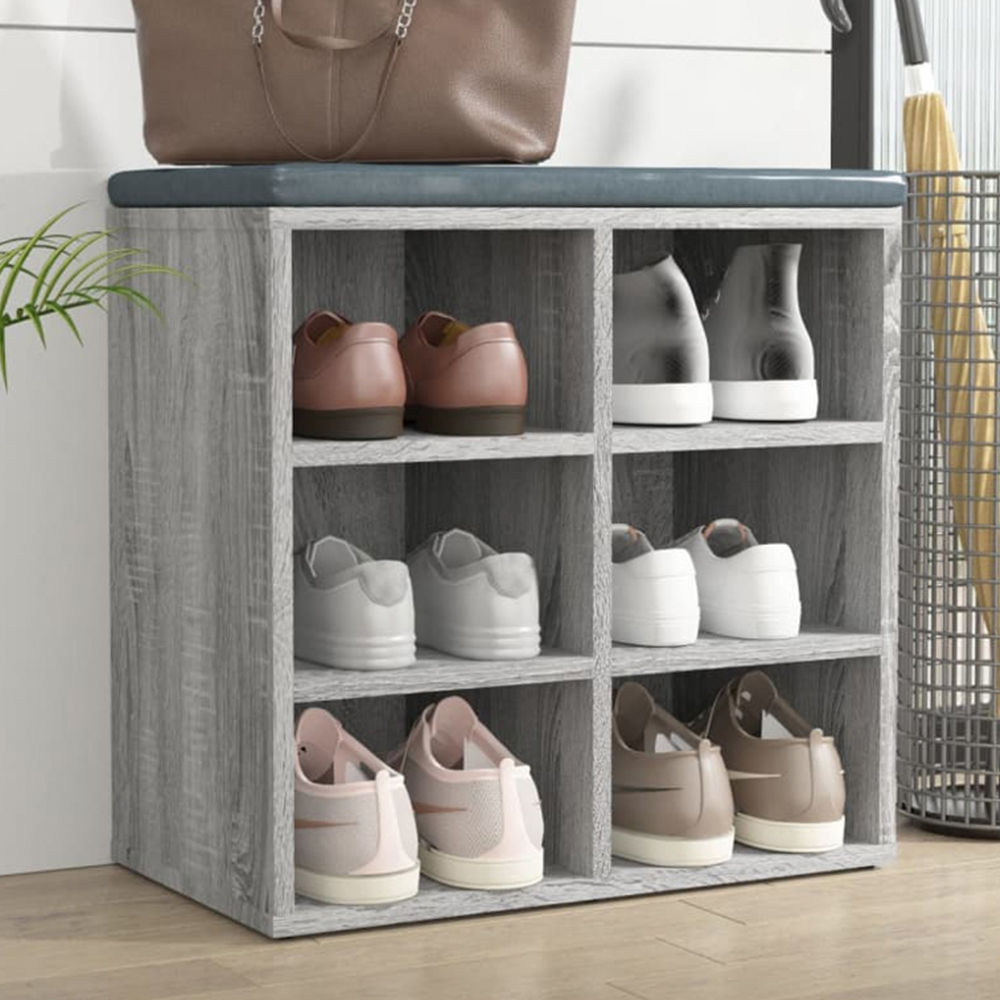 vidaXL 6 Open Shelf Grey Sonoma Shoe Storage Cabinet Image 1