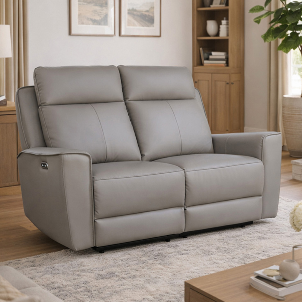 Aspire Elmhurst 2 Seater Elephant Leather Power Recliner Sofa with USB and USB-C Charging Image 1
