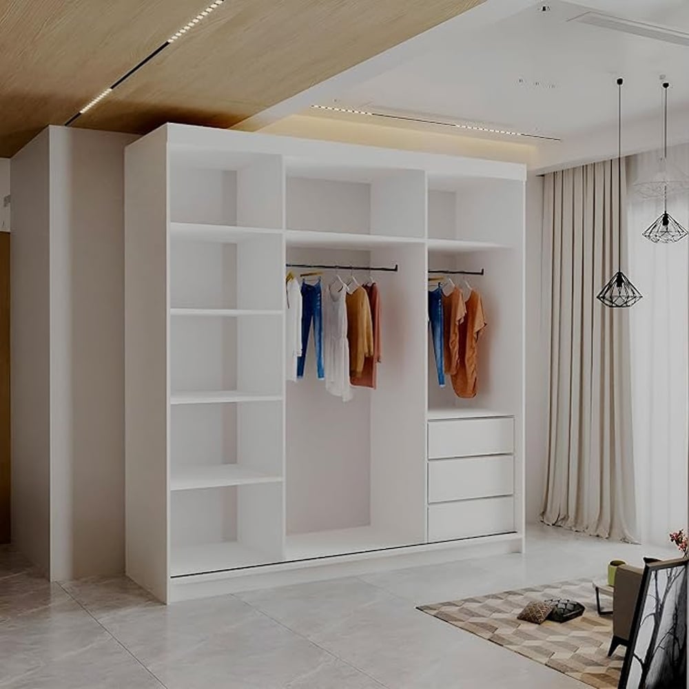 Sliding Wardrobes 4U 2 Sliding Door White Modern Grid Mirrored Wardrobe Image 4