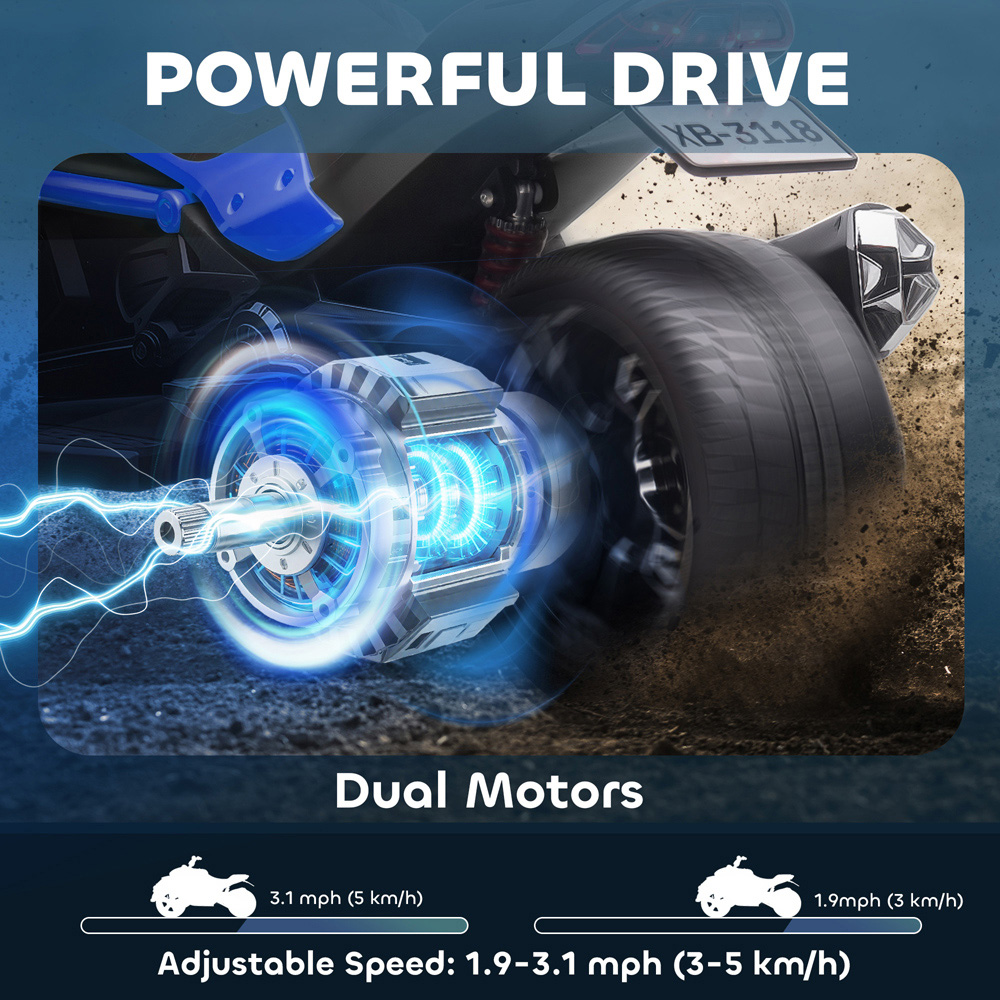 Tommy Toys Kids Blue Ride On Electric ATV Quad Bike 12V Image 4