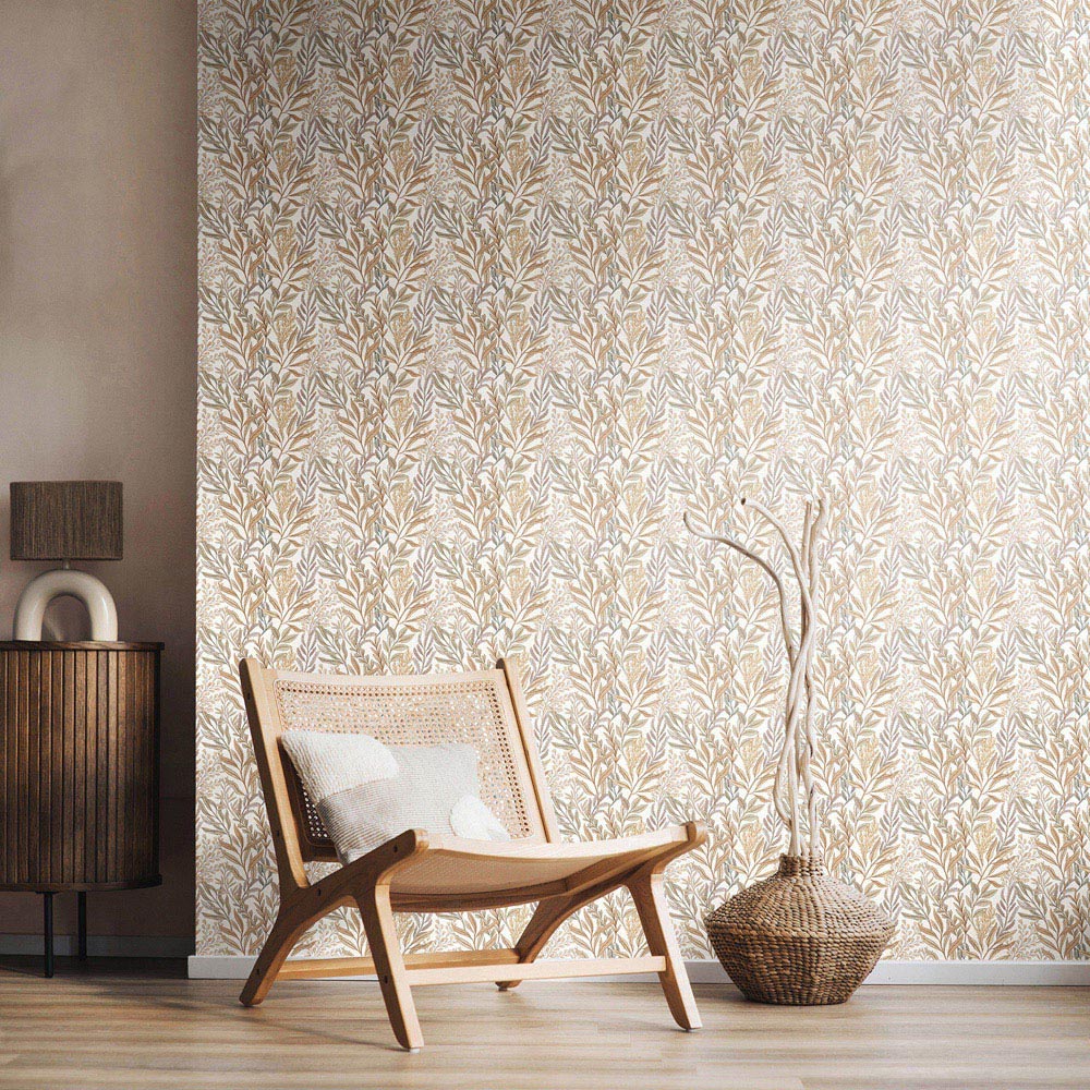 Hoopla Walls Oasis Verdant Leaves Parchment Wallpaper Image 2