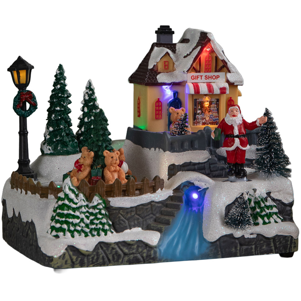 Samuel Alexander Light Up Christmas Gift Shop Snow Scene with Music and LED Lights 18cm Image 1