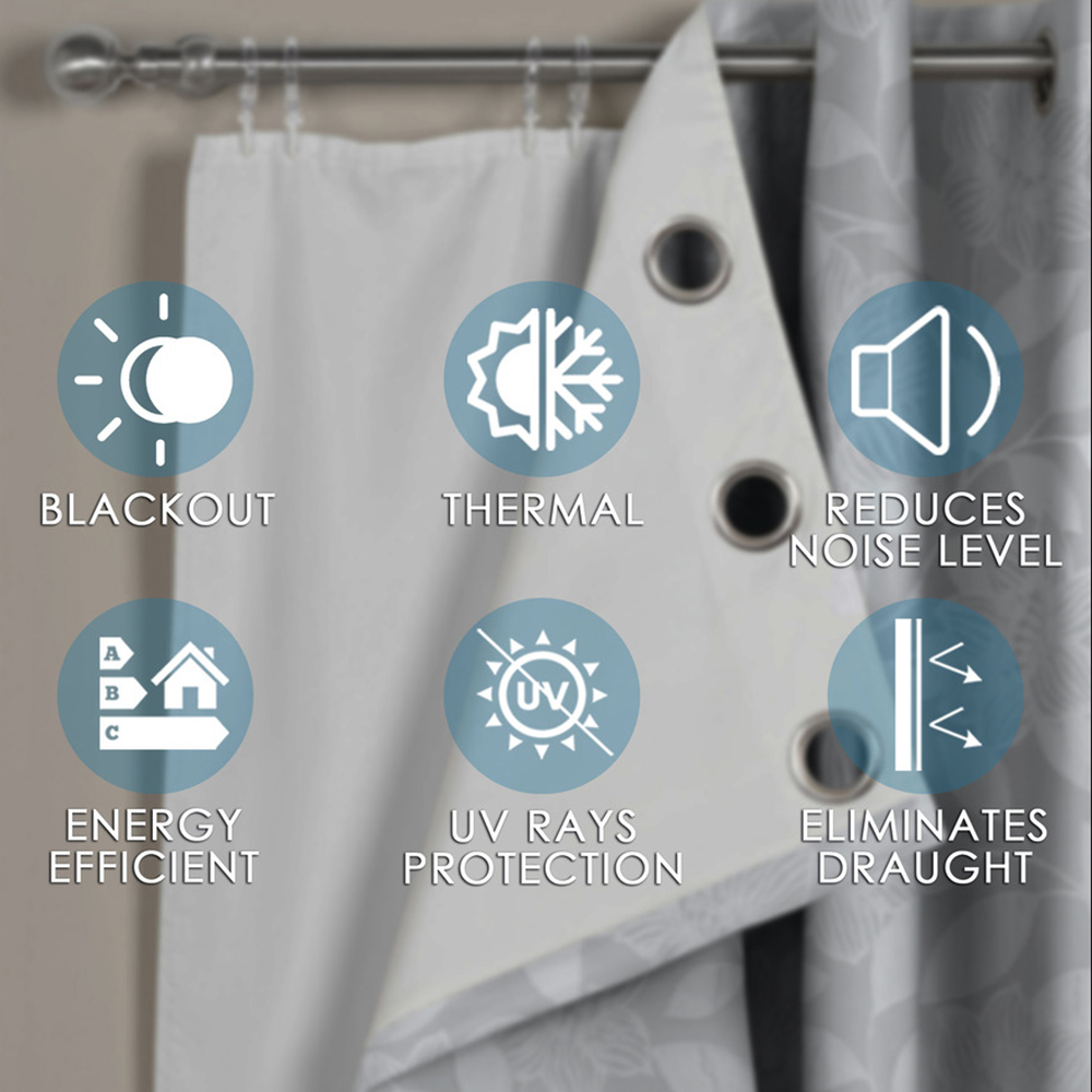 Velosso White Blackout Eyelet Curtains Lining 168 x 178cm Image 2