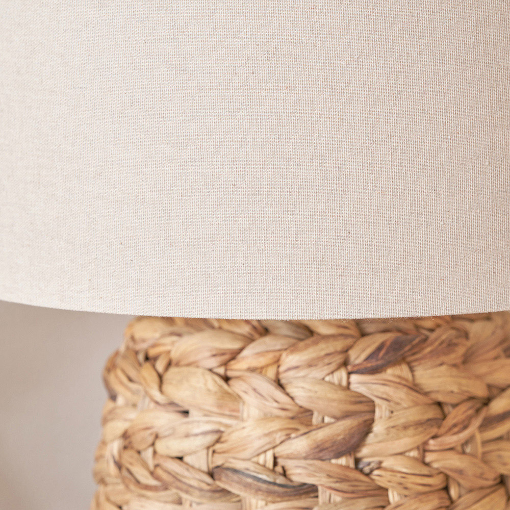 Pacific Lifestyle Zadi Natural Fabric Shade Tall Plaited Water Hyacinth Table Lamp Image 3