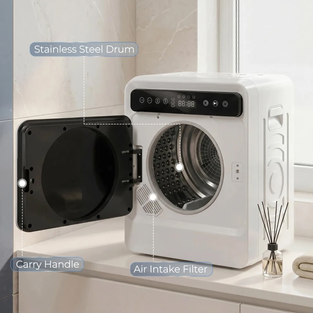 HOMCOM White Compact Front Vented Tumble Dryer 5kg 1000W Image 6