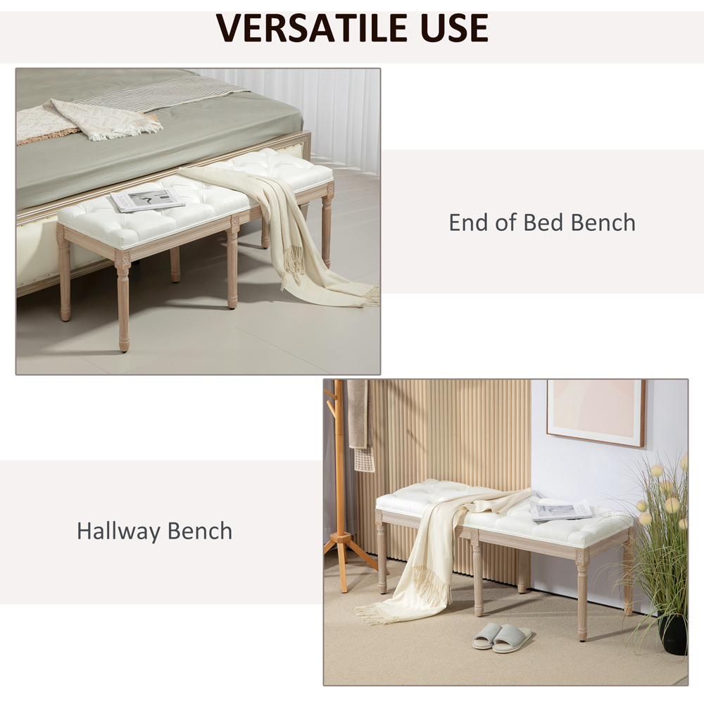 Portland Cream White Upholstered End of Bed Bench Image 6