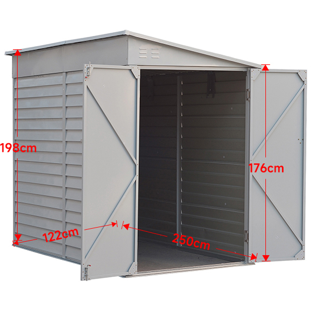 H&O Direct 8.9 x 4.7ft Grey Lean To Metal Pent Garden Shed Image 5