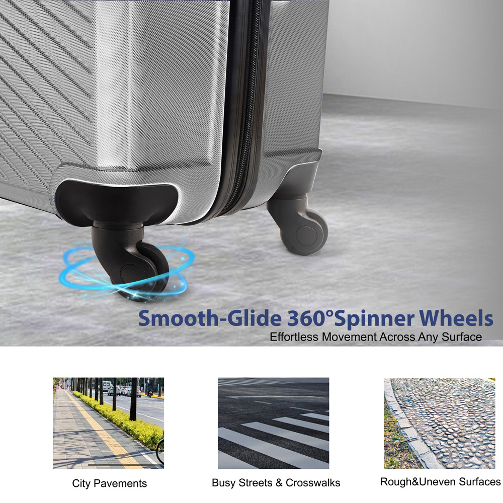 Groundlevel Infinity Set of 3 Silver Luggage Suitcase Image 5