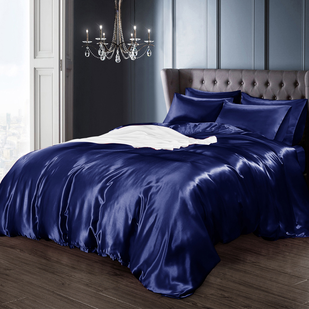 Intimates King Size Navy Satin Bedding Set Image 1