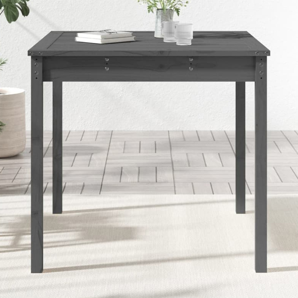 vidaXL 2 Seater Solid Pine Wood Garden Dining Table Grey Image 1