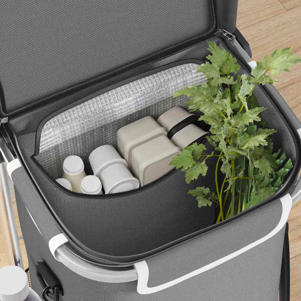 vidaXL 47 x 39 x 100.5cm Grey Foldable Shopping Trolley Image 2