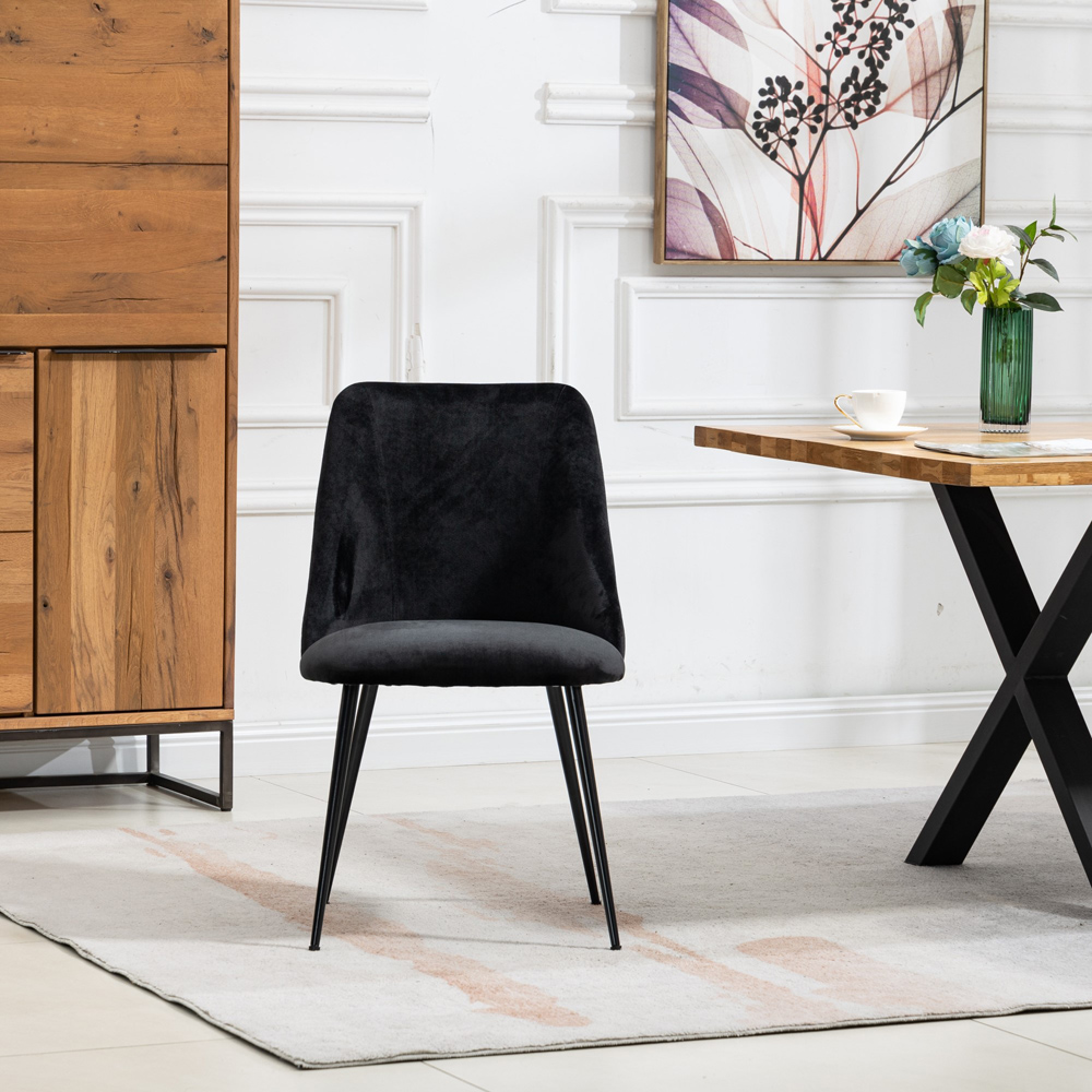 Artemis Home Morandi Set of 2 Black Velvet Dining Chair Image 2