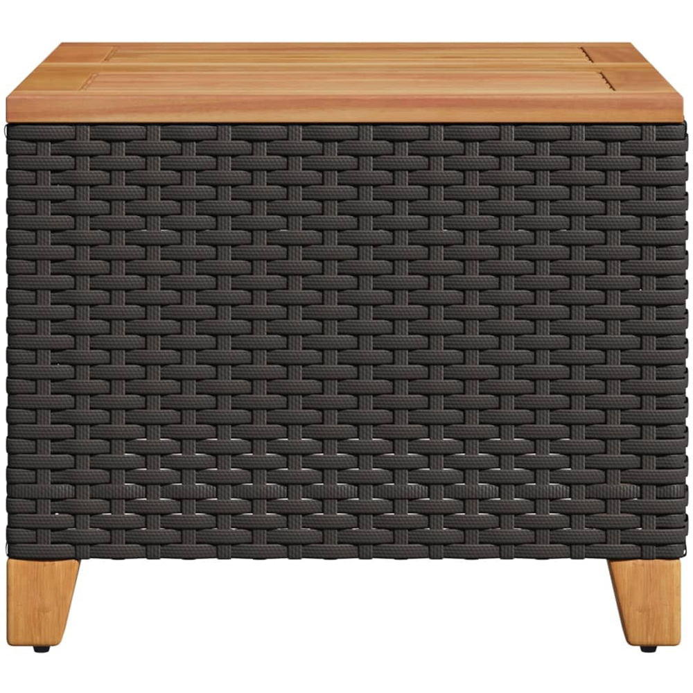 Walplus Black Poly Rattan Acacia Wood Top Garden Coffee Table Image 4