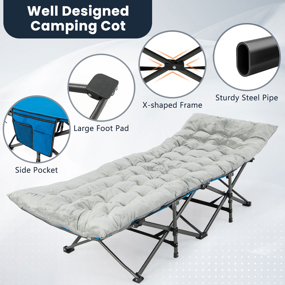 Costway Grey Crystal Velvet Outdoor Camping Mattress Image 7