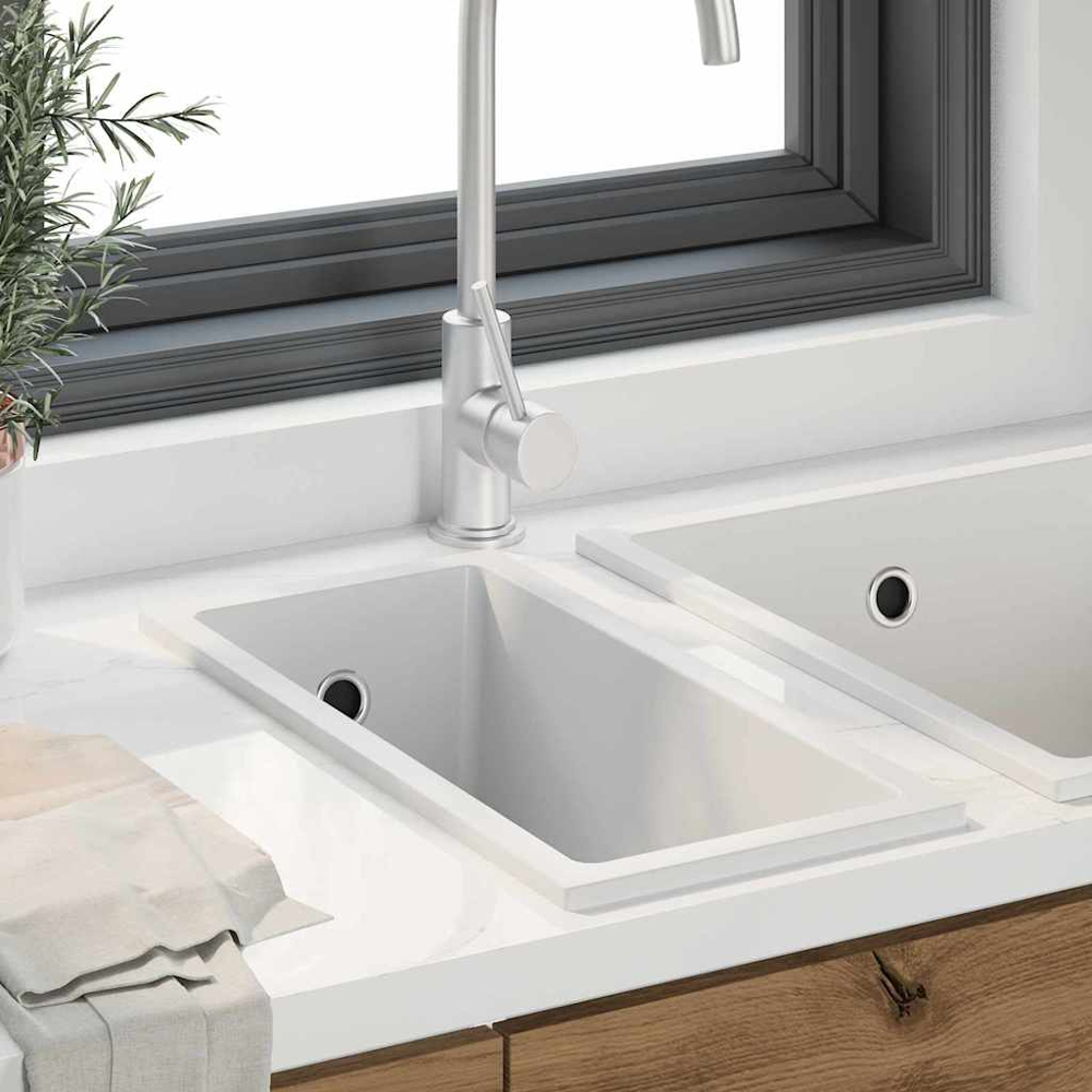 vidaXL White Granite Kitchen Sink 21 x 44 x 14cm Image 2
