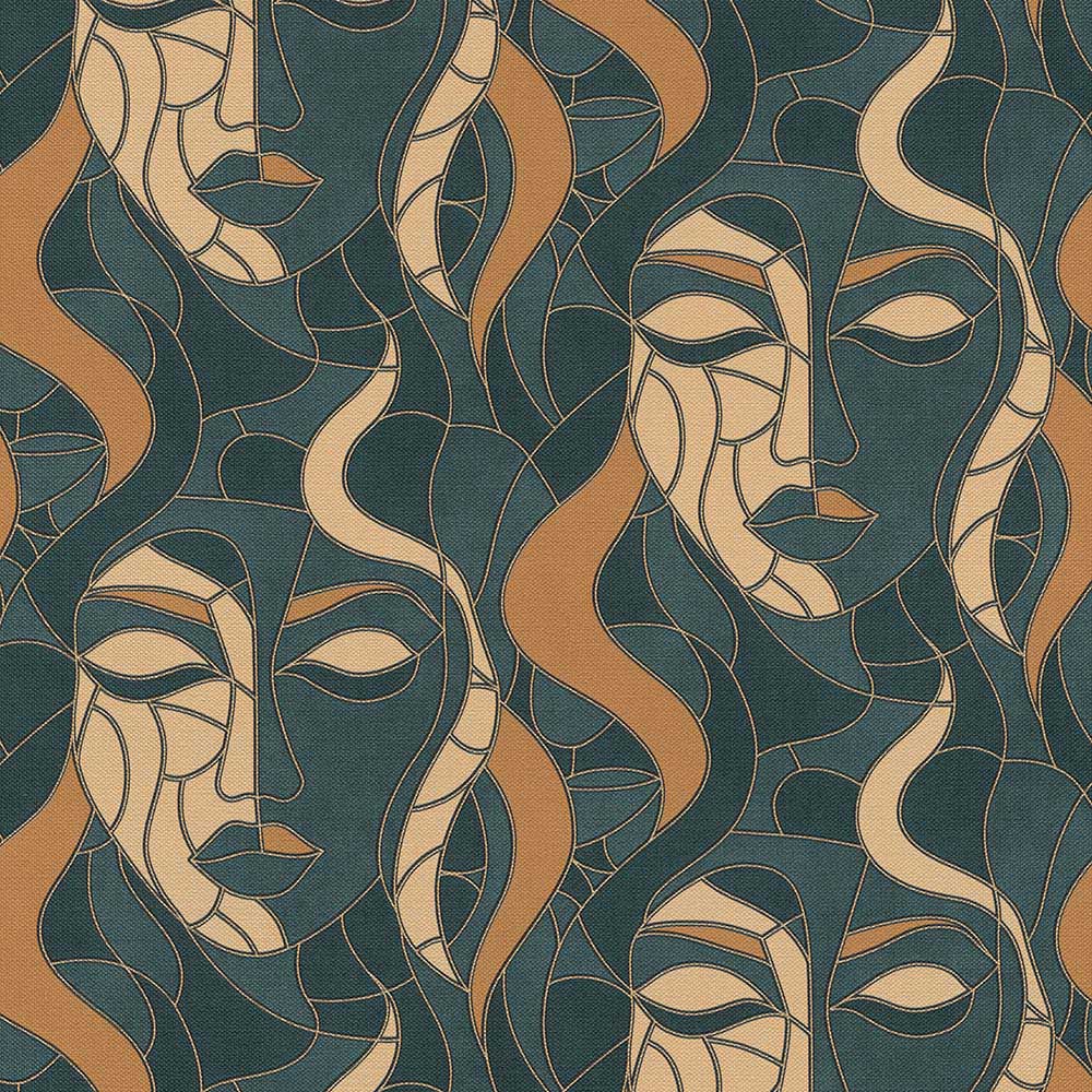 Elle Decoration Moretta Green Vinyl Wallpaper by Erismann Image 1